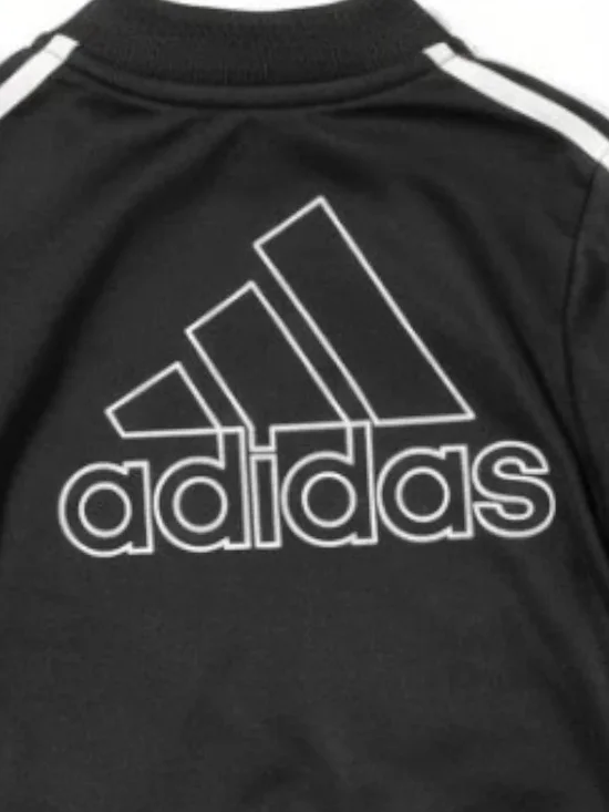Toddler Adidas Black Track Jacket with White Stripes and Logo - Picture 4 of 4